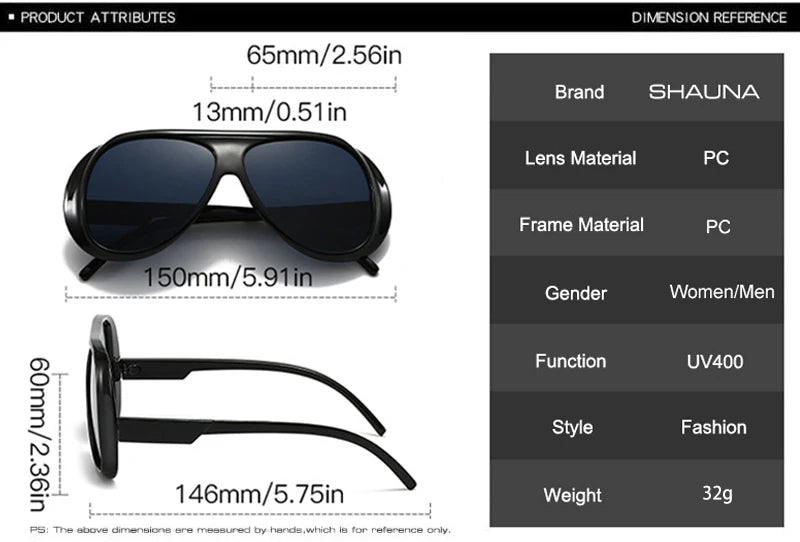 SHAUNA Fashion Oversized Pilot Men Sunglasses Retro Gradient Mirror Shades UV400 Women Sun Glasses