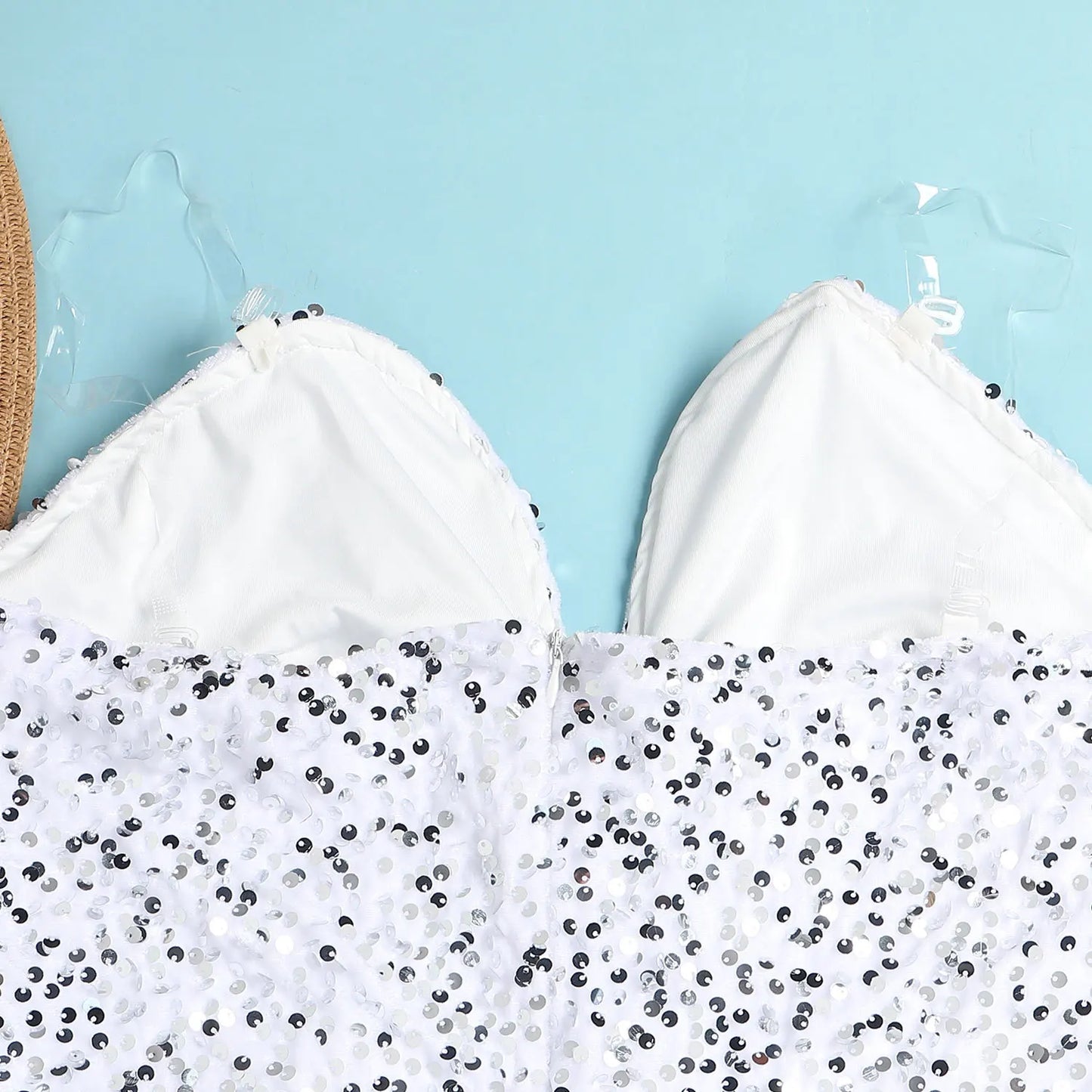 Women's Elegant Sequined Feather Slim Patchwork Bodysuits Spring Summer New Sexy Bodysuits Women Long Sleeve Backless Bodysuits