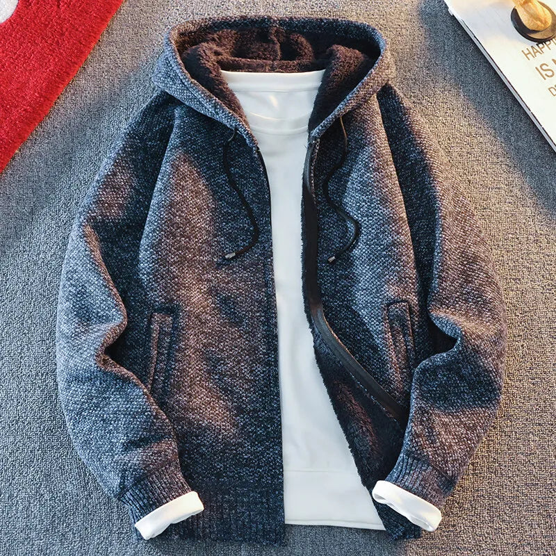 Classic Men's Knitted Sweater Cardigan Hooded Jackets Casual Streetwear Full Zip Cardigans Jackets Coat Badiee Stylez