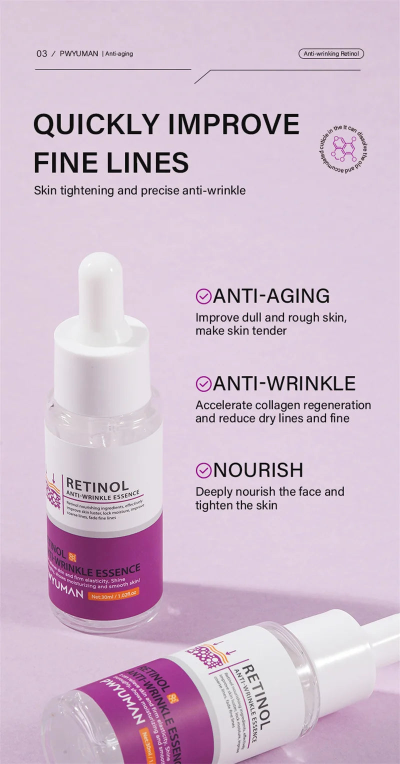 Retinol Against Wrinkles Serum Remove Wrinkle Firming Fade Fine Lines Anti Aging Improve Laugh Line Moisturizing Skin Care Korea