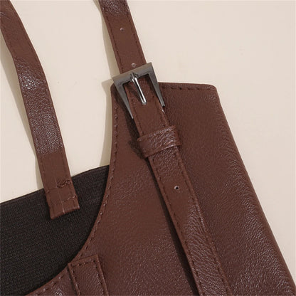 Women's Waist Belt Underbust Corset PU Leather Adjustable Punk Cummerbund Corset Wide Belts Dress Costume Waistband Cincher 1PC