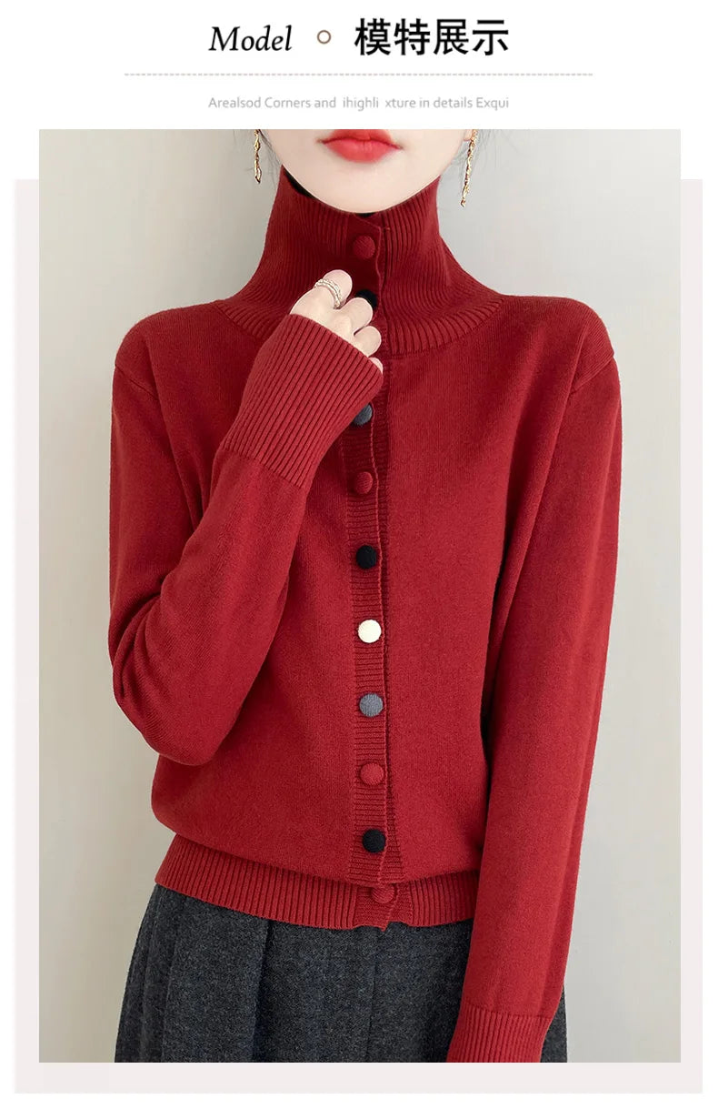 2024 New Cashmere Cardigan Women Long Sleeve Sweaters Cashmere Cardigan Autumn Winter Women Knitwear Fashion Coat