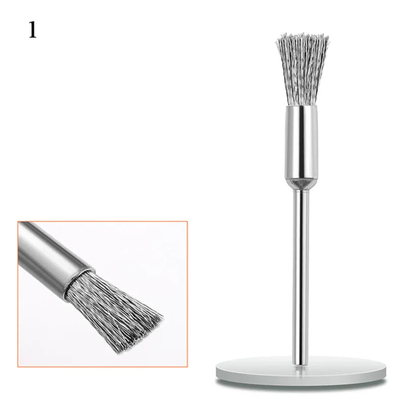 Nail Drill Bit Cleaning Brush Manicure Grinding Head Dual Brush Electric Drills Copper Wire Drill Brush Cleaner Nail Art Tools