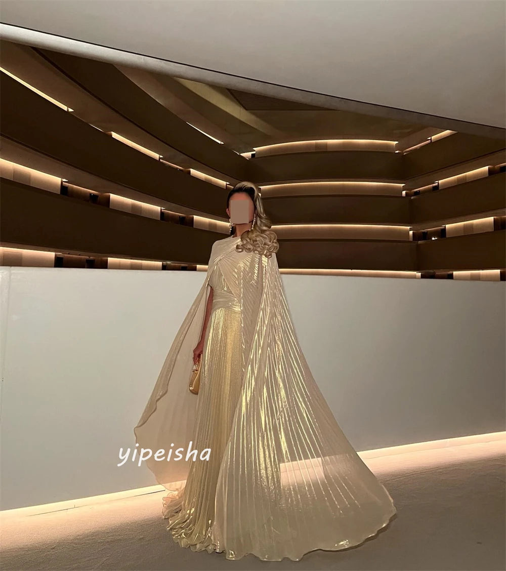 Customized   Organza Draped Pleat Formal Evening A-line Jewel Bespoke Occasion Gown Long Dresses Badiee Stylez