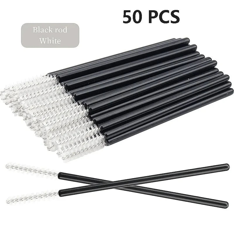 50pcs Grafted eyelashes Single color disposable eyelash brush Spiral eye Makeup Eyelash curler makeup brush cosmetic tools C510-white 50pcs