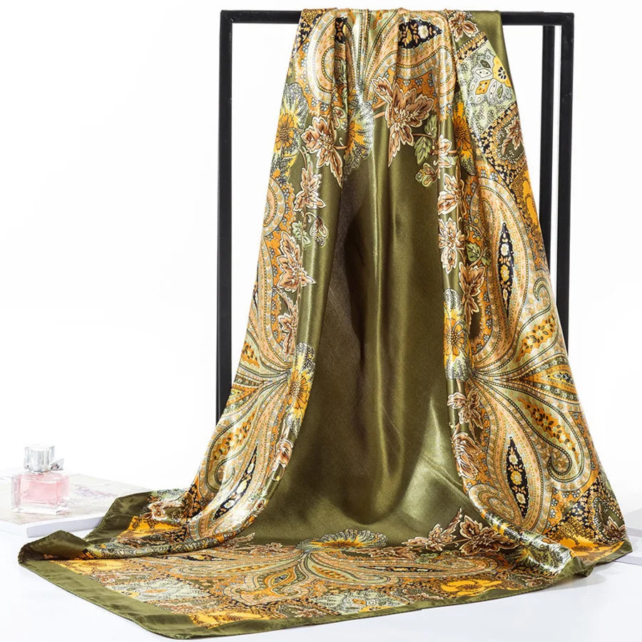 Head Scarf Women Pirate Costume Accessories Silk Red Bandana for Hair Wrapping Soft Neckerchief Silk Foulard Satin