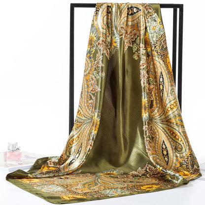 Head Scarf Women Pirate Costume Accessories Silk Red Bandana for Hair Wrapping Soft Neckerchief Silk Foulard Satin