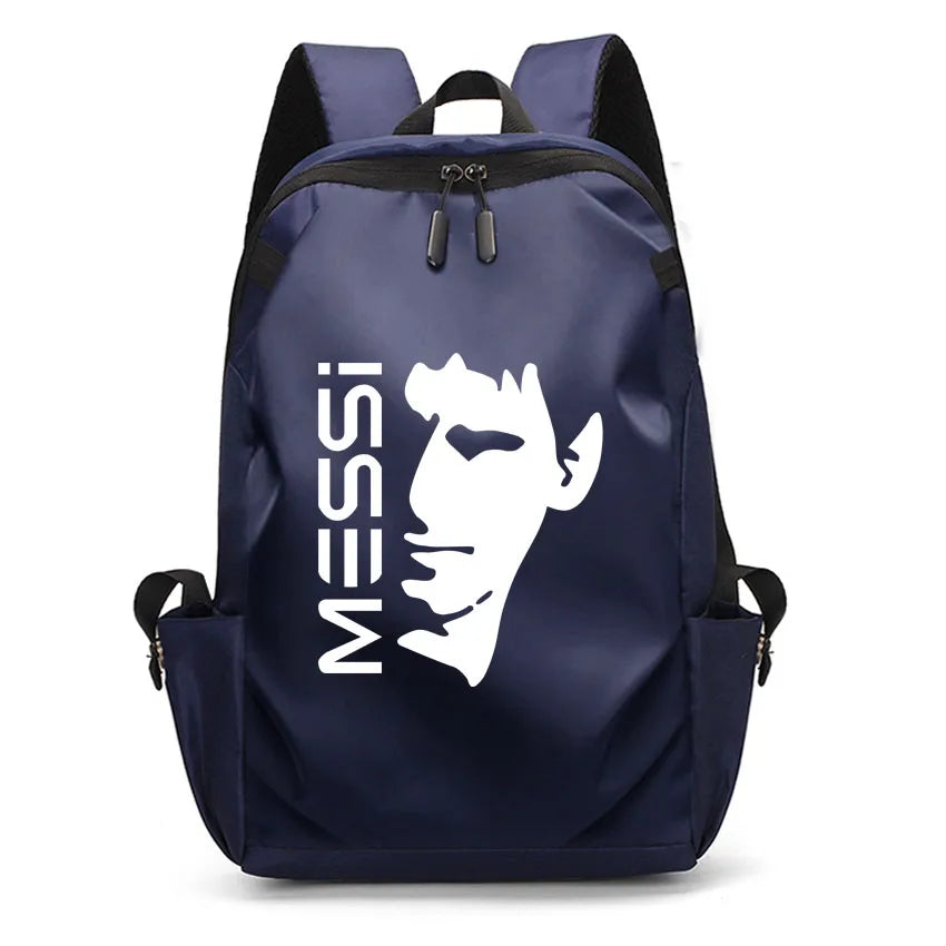 Football Super Stars MESSI Backpack Boy Girl Unisex College Student Backpack Women Men Laptop Teens Student USB Port Rucksack Blue B061