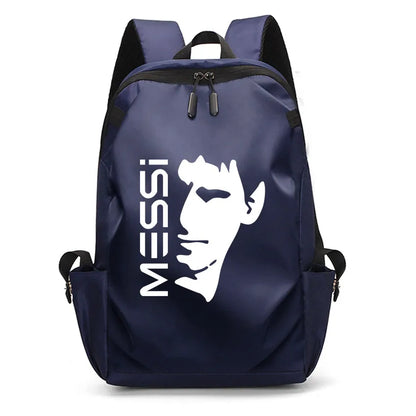 Football Super Stars MESSI Backpack Boy Girl Unisex College Student Backpack Women Men Laptop Teens Student USB Port Rucksack Blue B061