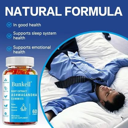 Ashwagandha Gummies - Contains vitamin D3, helps improve sleep, relieve stress and calmness, and boost immunity