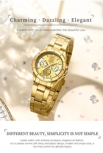 OPK 6001 Women's Watches Original Quartz Watch Waterproof Multifunctional Chronograph Ladies Watches Girls Gifts Reloj Mujer