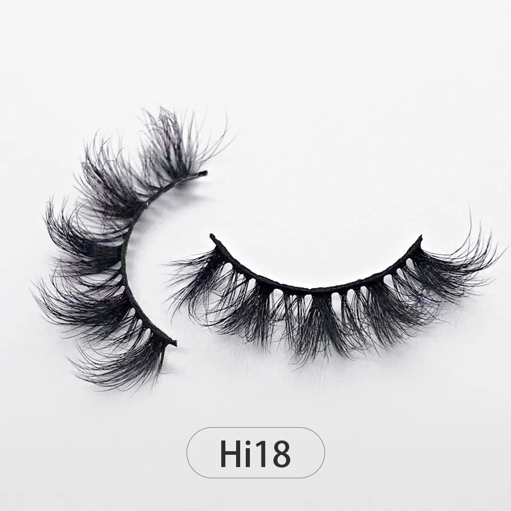 Dropshipping Reuseable Natural Long 12-15mm 3D Faux Mink Lashes Fluffy Volume False Eyelashes Cruelty Free Wispy Makeup Lashes Hi18 15mm CHINA