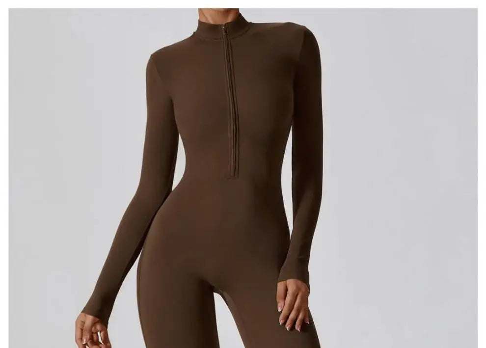 One-piece Sports Training Jumpsuit Women's Long Sleeve Tight Hip-highlighting Bodysuit Gym Clothing Sexy Dance Exercise Tights Badiee Stylez