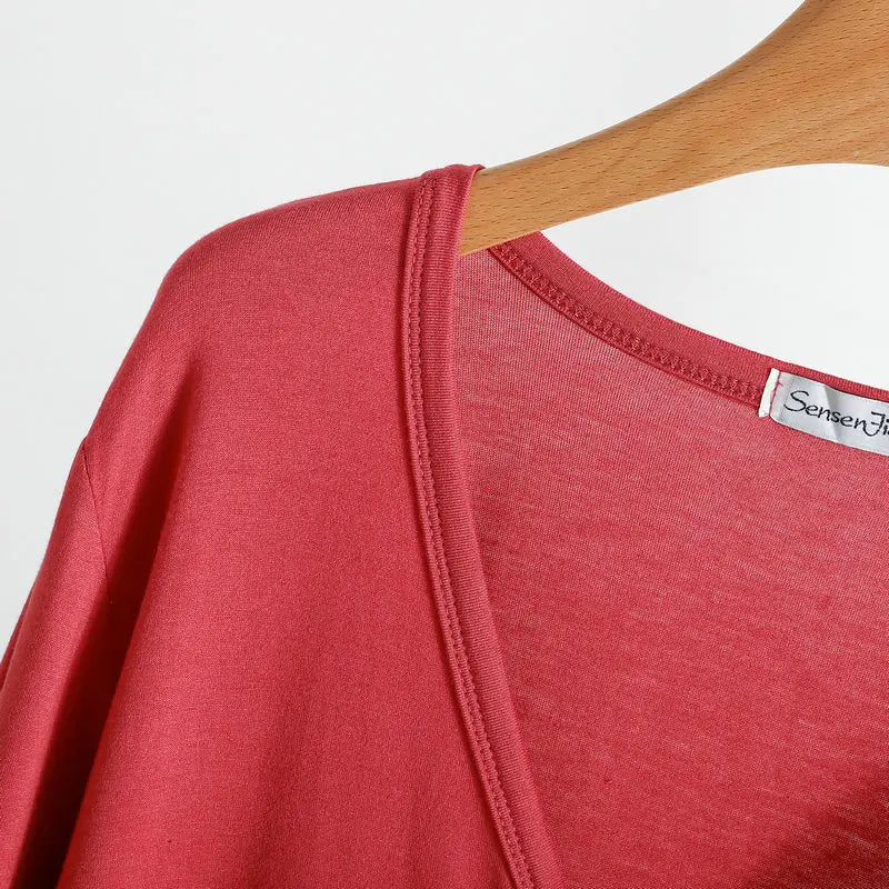 Summer Spring Modal Cardigan Long sleeves Candy colors V Neck Tshirt Open-front sun-proof clothing Air-conditioned tops