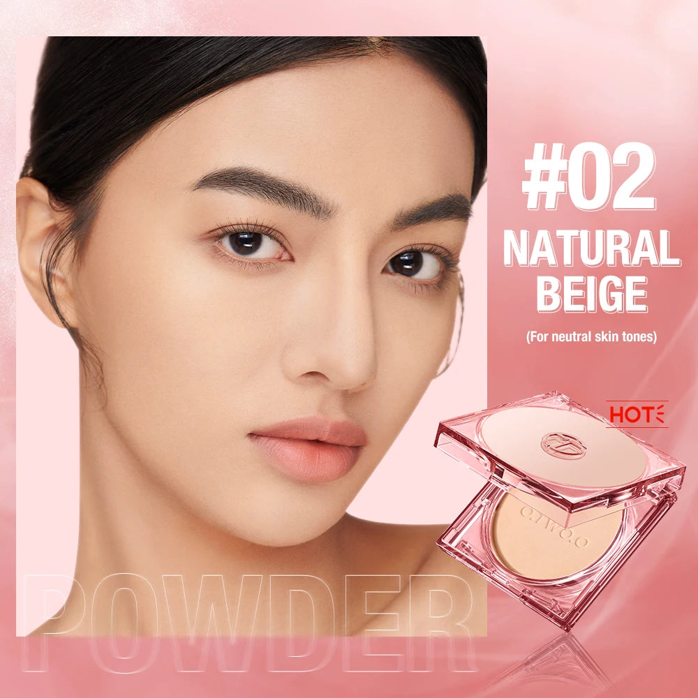O.TWO.O Face Powder Oil-control 24 Hours Long Lasting Waterproof Matte Face Makeup Cosmetic Setting Compact Powder 02 NATURAL BEIGE