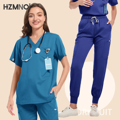 HZMNOI Thick Highquality Suit Unisex Pharmacy Nursing Hospital Doctor's Work Clothes Dental Clinic Beauty Salon Surgical Clothes Badiee Stylez