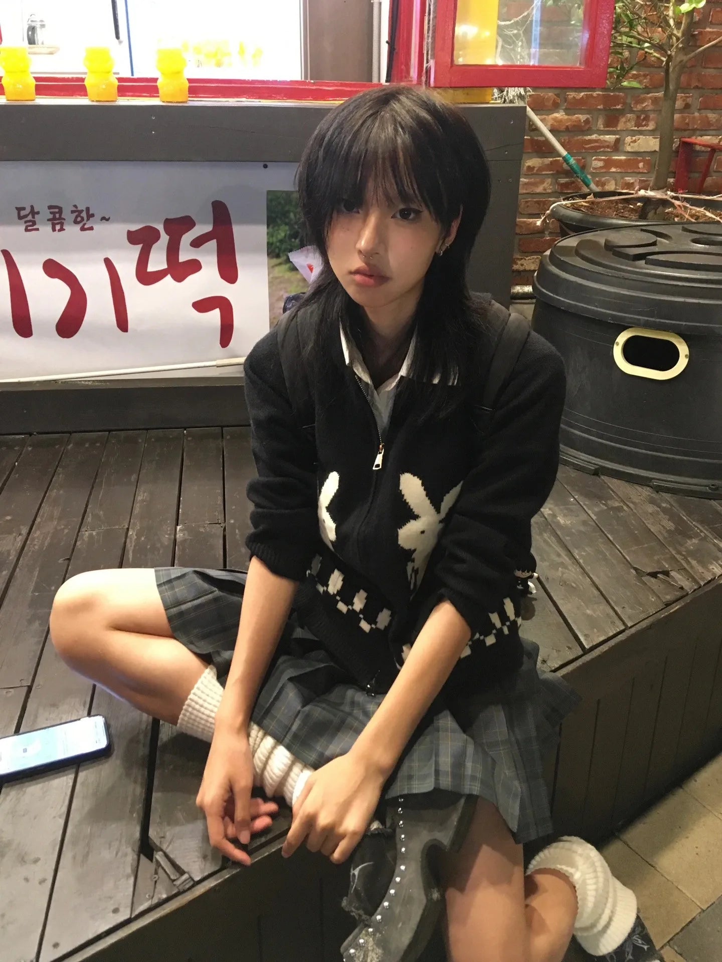 Karrram Japanese Y2k Knit Cardigans Vintage Rabbit Embroidery Zipper Knitwear Harajuku 2000s Korean Knitted Coat Preppy Style