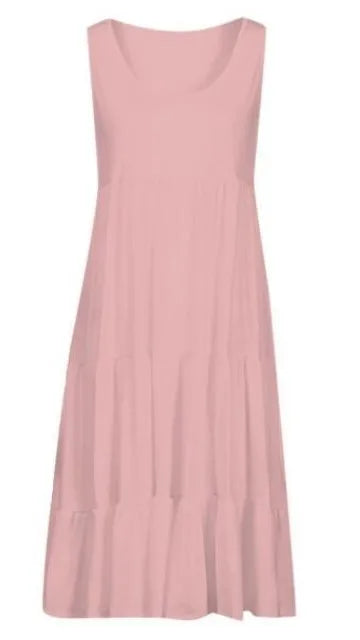 Women Causual O Neck Sleeveless Ruffles Mini Dress Boho Solid Beach Sundress Oversized Loose Dress 2023 Summer