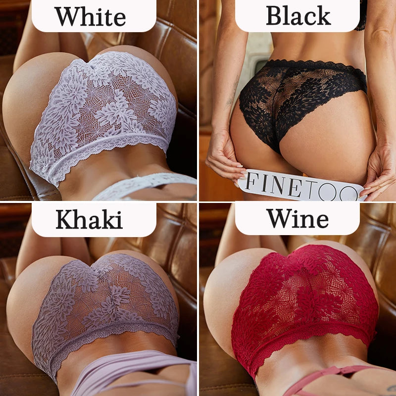 3PCS/Set Sexy Perspective Women Back Lace Panties Patchwork Cotton Underpants Hollow Out Lingerie Underwear Comfortable Briefs