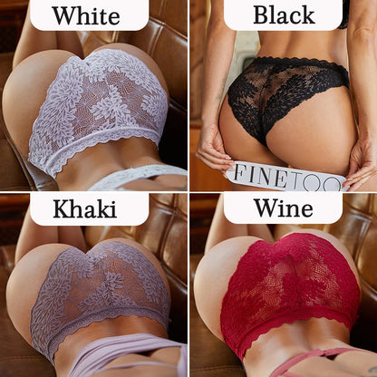 3PCS/Set Sexy Perspective Women Back Lace Panties Patchwork Cotton Underpants Hollow Out Lingerie Underwear Comfortable Briefs