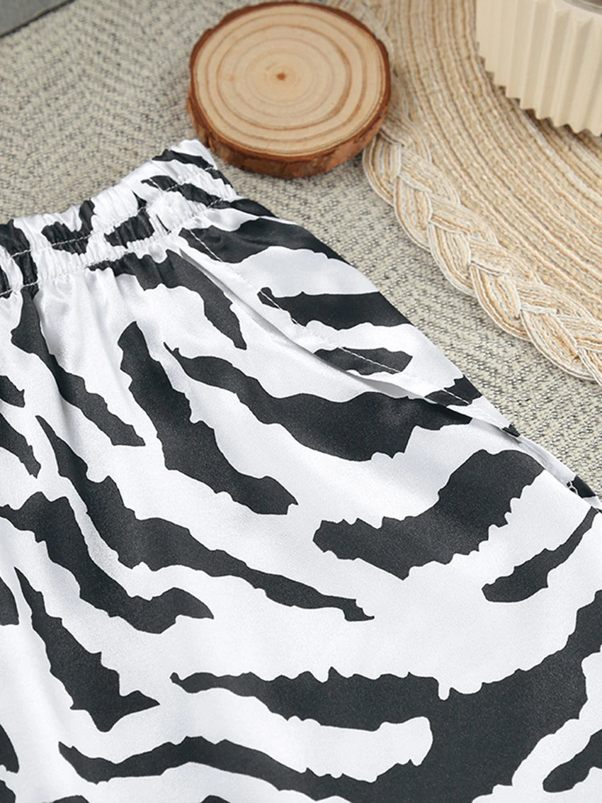 Marthaqiqi Printing Women Sleepwear 2 Piece Set Tank Tops Pajamas Crop Top Spaghetti Strap Nightgowns Shorts Casual Nightie Suit