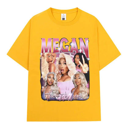 Rapper Megan Thee Stallion Graphics Print T Shirt Hot Girl Summer Tour Women Women Hip Hop Vintage T Shirts 100% Cotton T-shirt X603-5-yellow