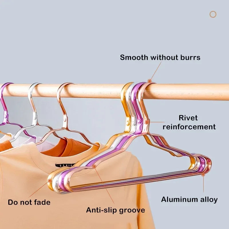 10pcs Aluminum Alloy Clothing Hanger Golden Durable Domestic Coat Supplies Organizer Wardrobe Organizer Clothing Storage Rack