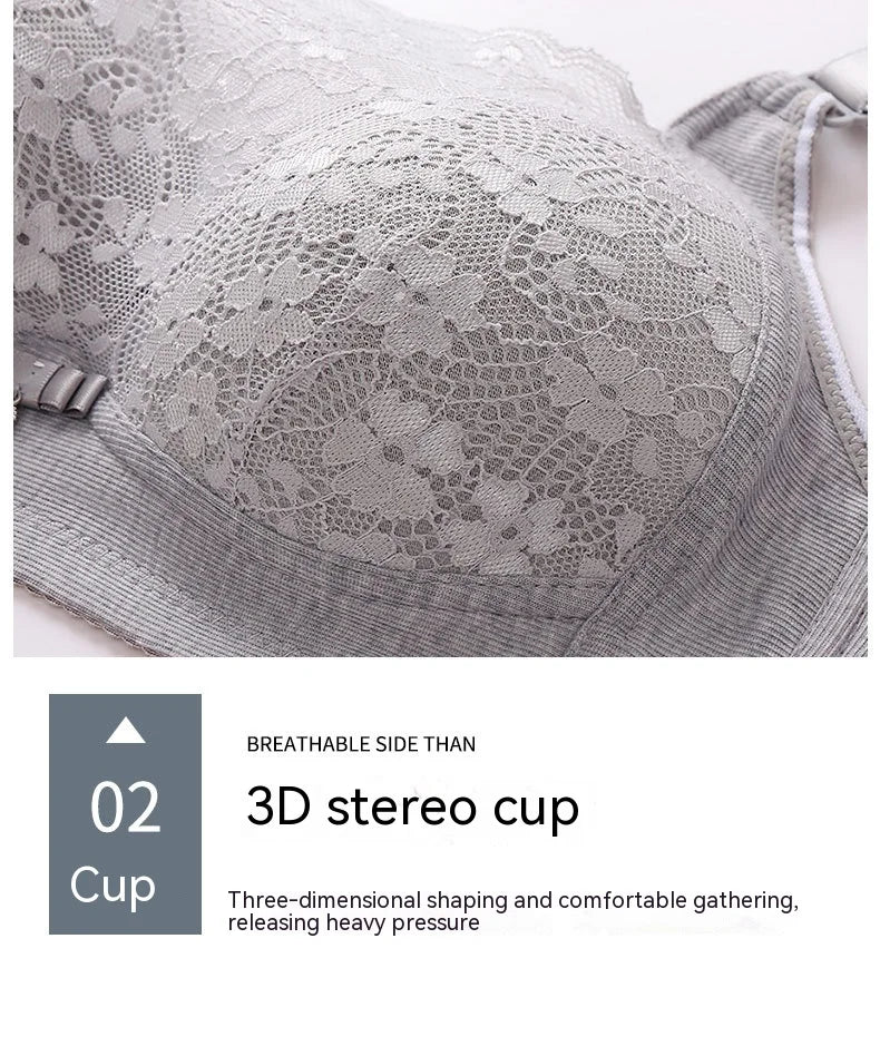 Women Large Size Bustier Underwear Women Thin Non-steel Ring Brassiere Mum Gathering Top Support Bra Mother Comfortable Brassier