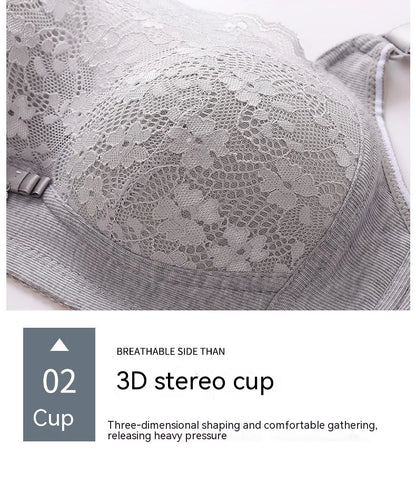 Women Large Size Bustier Underwear Women Thin Non-steel Ring Brassiere Mum Gathering Top Support Bra Mother Comfortable Brassier