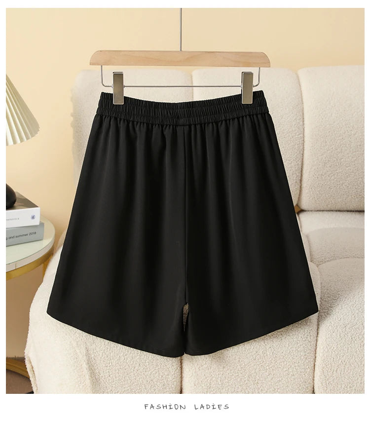 Plus Size Shorts Women High Elastic Waist Wide Leg Loose Pants With Pockets Summer 2025 New Korean Fashion Half Shorts Women