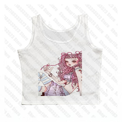 Gothic E-girls Aesthetic graphics Harajuku Women's Tank Women Grunge Crop Tops Y2k style Clothes Gothic Y2k style Punk Baby Tank white 5