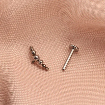 ASTM F136 Titanium Mirror Polish 7 Beads Cluster 16G Labret Cartilage Helix Conch Monroe Tragus Piercing Body Jewelry