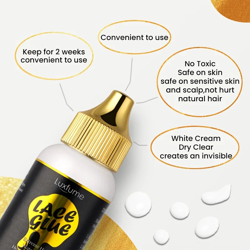 Hair Adhesive,Wig Glue,New Brush Head Design,Invisible and Light Beige-friendly Formula, Strong and Long-lasting Hold