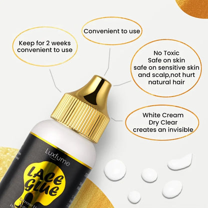 Hair Adhesive,Wig Glue,New Brush Head Design,Invisible and Light Beige-friendly Formula, Strong and Long-lasting Hold