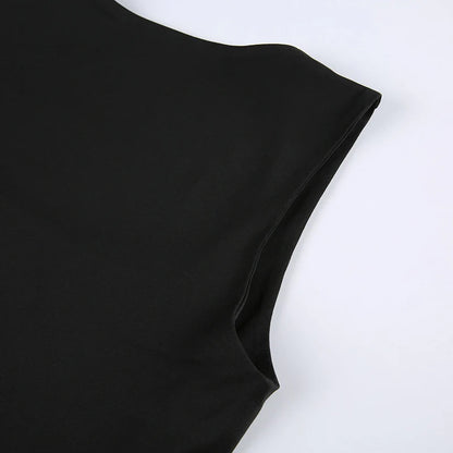 Sleeveless Collar Crop Top Women Tank Tops Casual Y2K Summer 2024 Black T Shirts Sexy