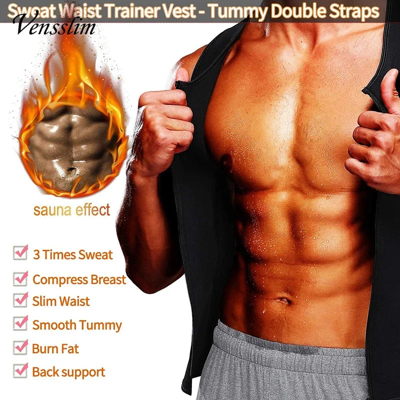 Vensslim Men Body Shaper Waist Trainer Vest Slimming Shirt Sauna Sweat Compression Undershirt Shapewear Fat Burner Workout Tops Badiee Stylez