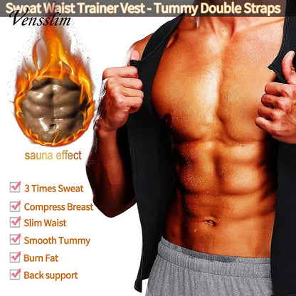 Vensslim Men Body Shaper Waist Trainer Vest Slimming Shirt Sauna Sweat Compression Undershirt Shapewear Fat Burner Workout Tops Badiee Stylez