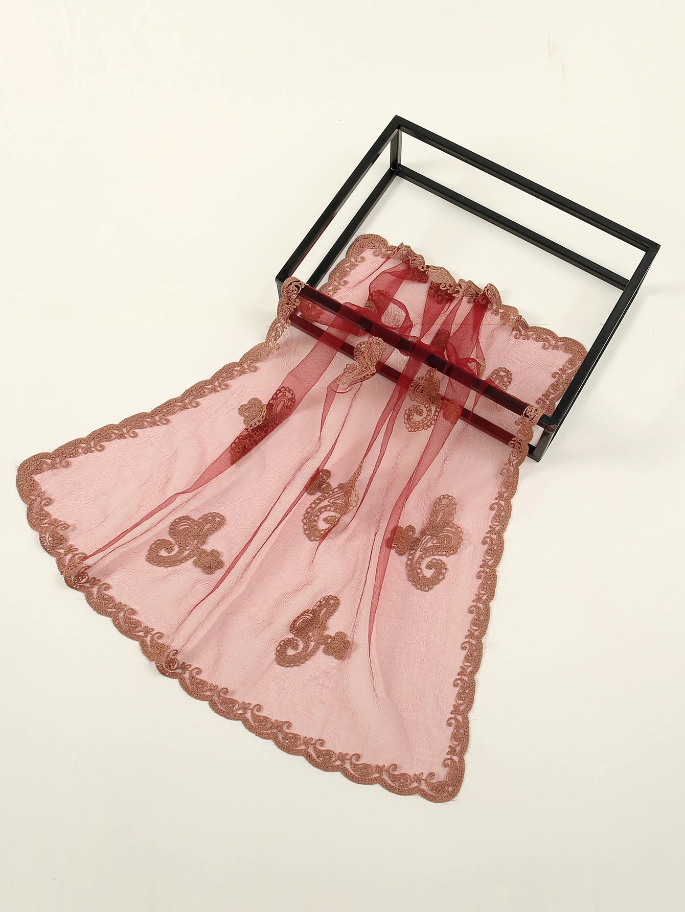 Lace Paisley Embroidery Bandana Square Scarf Elegant Breathable Silk Scarves Women Sunscreen Lightweight Shawl Headband