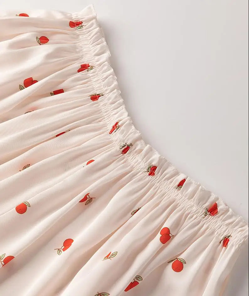 Summer Print Pyjamas Suit Women Sleepwear Lace Hollow Out Pajamas Set Sexy Strap Top&Shorts PJS Lingerie Satin Homewear