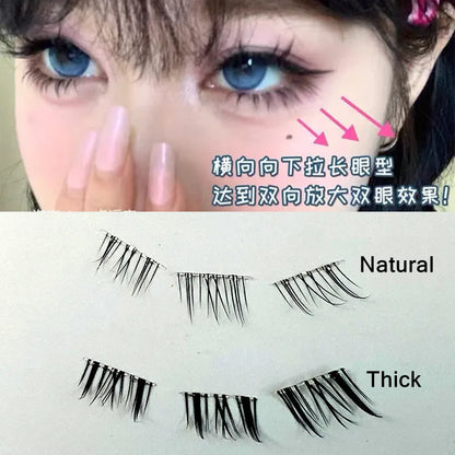 Self-adhesive Glue-free Lower False Eyelashes Fox Eyes Effect Winged Thick Segmented Under Lash Easy Application