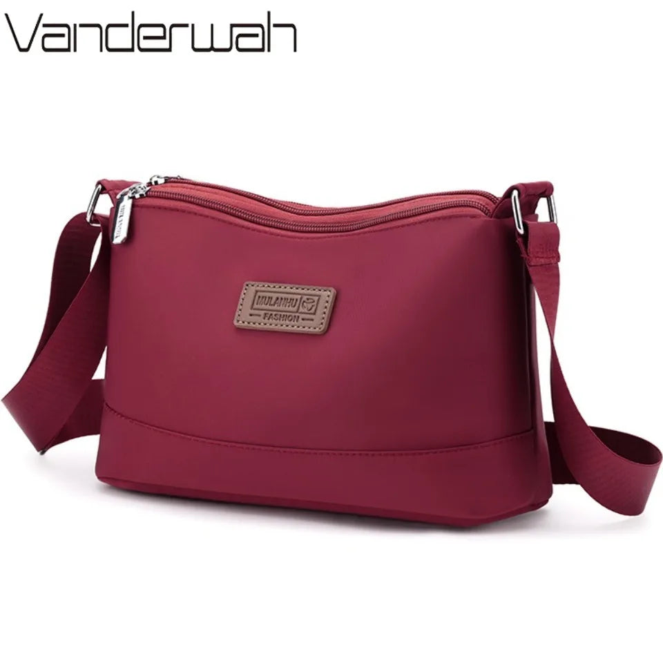 Waterproof Nylon Women Shoulder Bag Three Layers Handbag Ladies Crossbody Bags for Mother Girls Messenger Travel Daily Use Bags