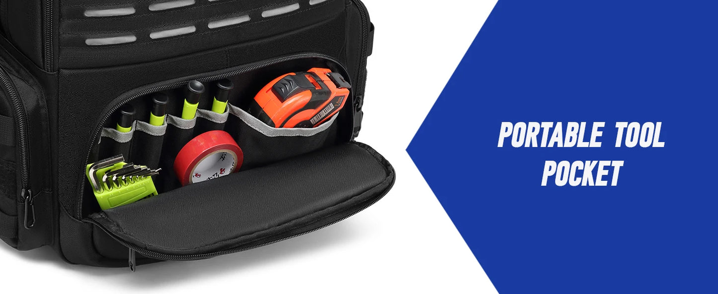 Tool Backpack Heavy Duty for Men Tool Storage With 3 Tool Pouches Organizer Electrician Plumber Maintenance Worker Tool Bags