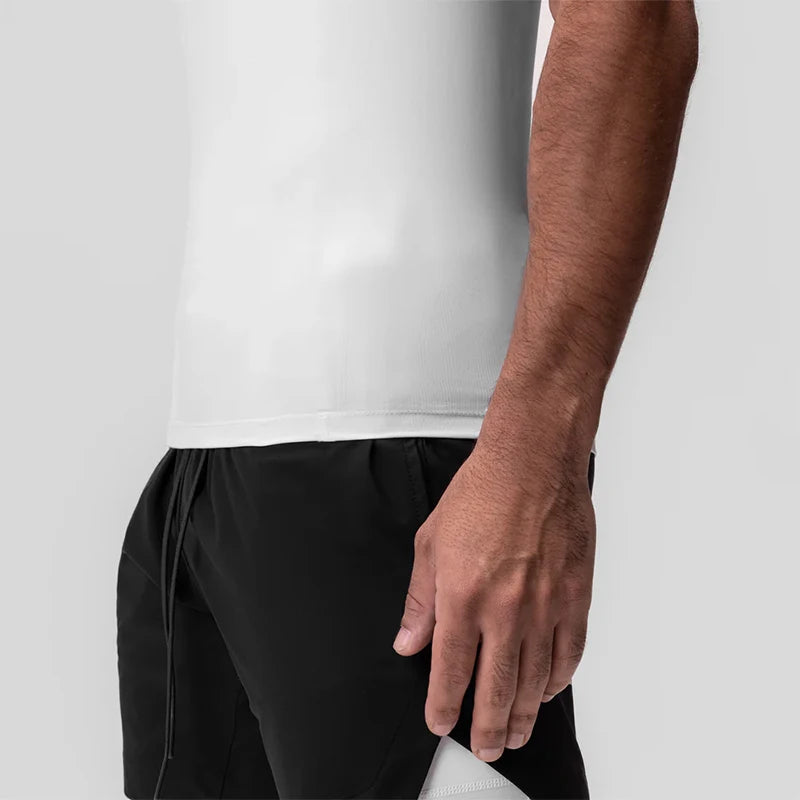 Men's Running Compression Vest Gym Clothing Sports Fitness Tank Tops Quick Dry Workout Sportswear O Neck Tight Sleeveless Shirt