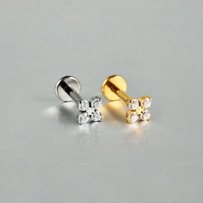 1PC ASTM F136 Titanium Flower CZ Labret Stud Internal Thread Piercing Lip Stud Daith Conch Earring Piercing Jewelry Wholesale