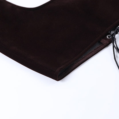 Women Corset Bustier Crop Top Lace-up Bandage Black Gothic Leather Underbust Suspender Cami Vest Waist BodyshaperTank Cummerbund