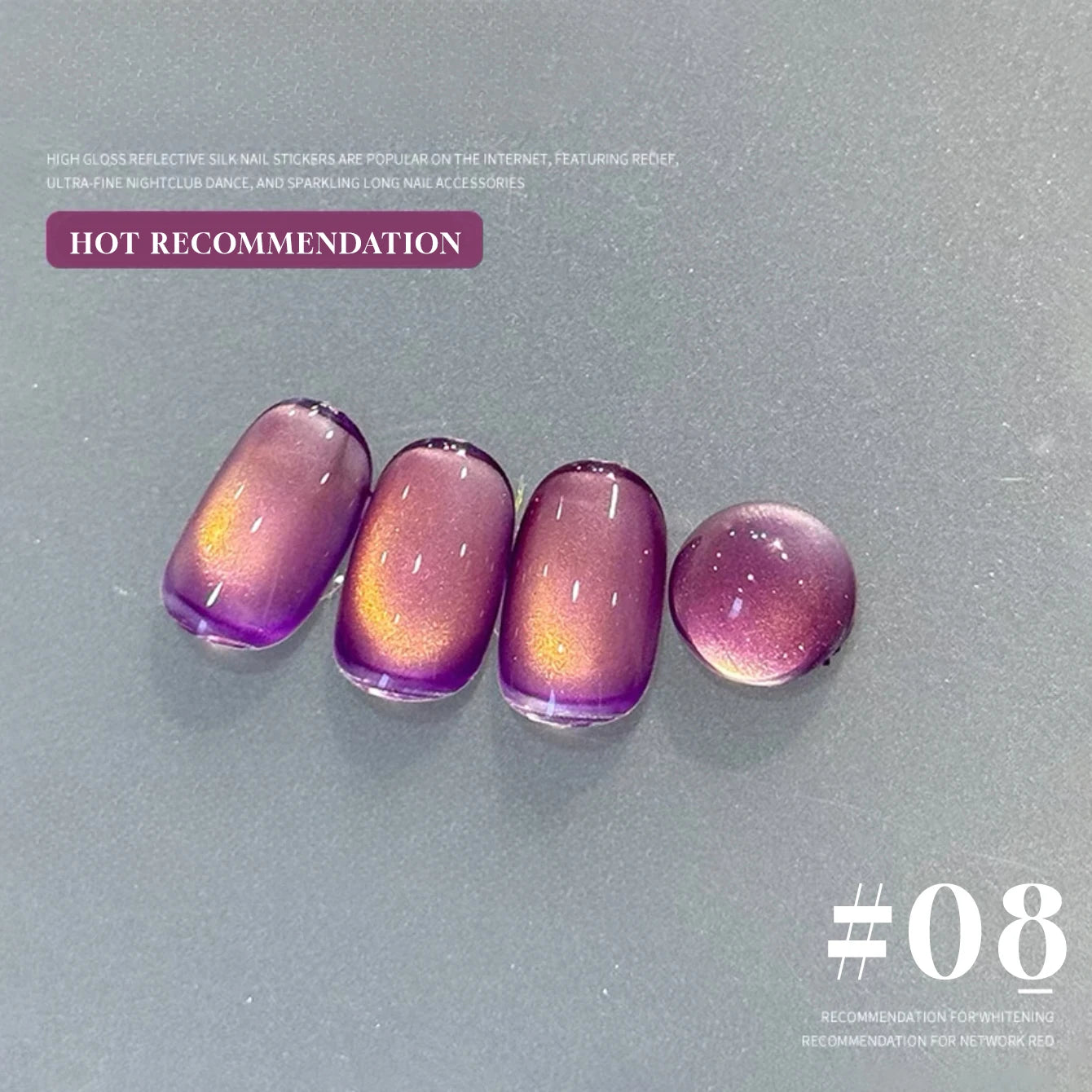 1-3pcs PSK 2025 New Whitening Purple Glass Beads Starry Crystal Nail Art Purple Glass Bead Cat Eye Gel Nail Polish Nail Supplies shuiguomy8