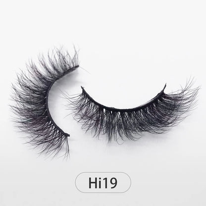 Dropshipping Reuseable Natural Long 12-15mm 3D Faux Mink Lashes Fluffy Volume False Eyelashes Cruelty Free Wispy Makeup Lashes Hi19 15mm CHINA