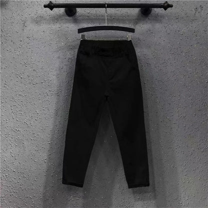 New Spring Summer Women Casual Harem Pants All-matched Casual Cotton Denim Pants Elastic Waist Solid Yellow White Jeans Female