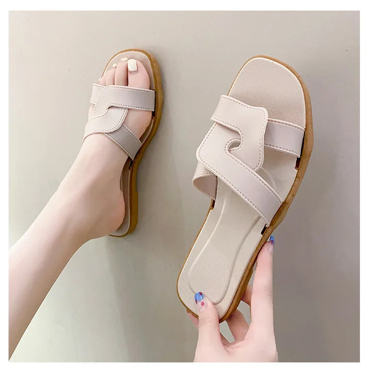 Women's Summer Slides Sandals - Cross Band Design, Ultra Soft Anti-Slip Sole, Lightweight House Slippers for Women, Beach Walkin