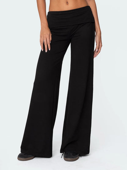 Women Low Waist Flare Leggings Fold Over Skinny Yoga Pants Wide Leg Stretchy Bootcut Bell Bottoms Leggings Loungewear Sweatpants Badiee Stylez